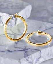 Italian-Made 18K Gold Plated French Lock Hoop Earrings