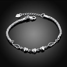 Angles Wings Triple Heart Bracelet in 18K White Gold Plated