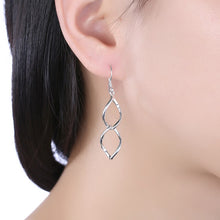 Twist Drop Earring in White Gold Plated