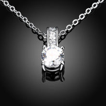 Swarovski Crystal 18K White Gold Plated Diamond Simulated Necklace + Free Stud