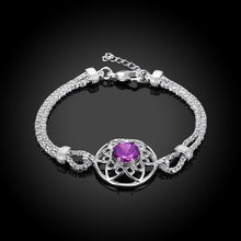 Swarovski Crystal Amethyst Centerstone Bracelet in 18K White Gold Plated