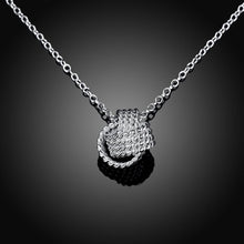 Mesh Ball Knot Necklace in 18K White Gold Plated