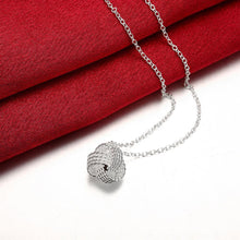 Mesh Ball Knot Necklace in 18K White Gold Plated