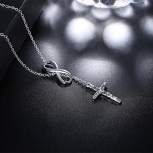 Infinity Cross Jesus Necklace in 18K White Gold Plated