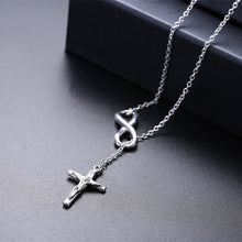 Infinity Cross Jesus Necklace in 18K White Gold Plated