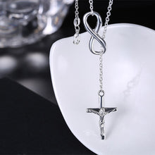 Infinity Cross Jesus Necklace in 18K White Gold Plated