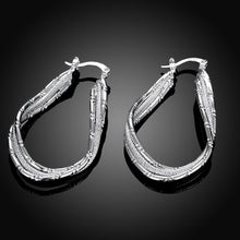 Diamond Cut Inception Hoop Drop Earring in White Gold Plated