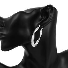 Diamond Cut Inception Hoop Drop Earring in White Gold Plated