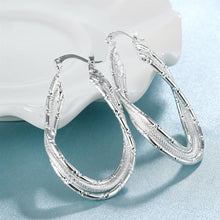 Diamond Cut Inception Hoop Drop Earring in White Gold Plated