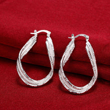 Diamond Cut Inception Hoop Drop Earring in White Gold Plated
