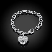 Filigree Heart Bracelet in 18K White Gold Plated