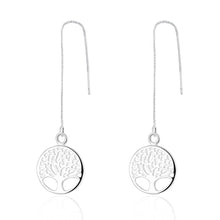 Tree of Life Threader Earring in White Gold Plated