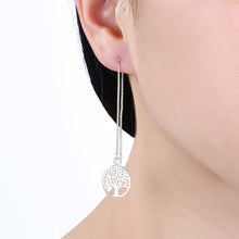 Tree of Life Threader Earring in White Gold Plated
