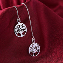 Tree of Life Threader Earring in White Gold Plated