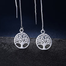 Tree of Life Threader Earring in White Gold Plated