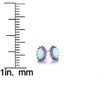  0.25 CTTW White Fire Opal and Amethyst Stud Earrings in 18K White Gold