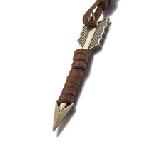 Mens Necklace in Stainless Steel Arrow wrapped in Vegan Leather