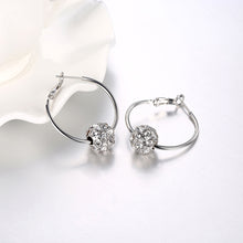 Swarovski Crystal Pave Ball 3mm Hoop Earring for Womens