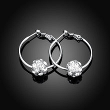 Swarovski Crystal Pave Ball 3mm Hoop Earring for Womens