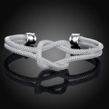 White Gold Plated Love Knot Mesh Bangle
