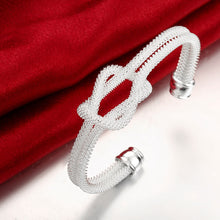 White Gold Plated Love Knot Mesh Bangle