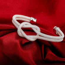 White Gold Plated Love Knot Mesh Bangle