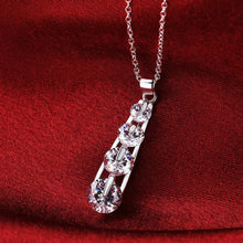 Swarovski Crystal 4 Stone Drop Necklace in 18K White Gold Plated