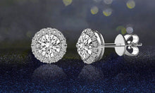 3.44 CTTW Halo Stud Earrings with Swarovski Element Crystals