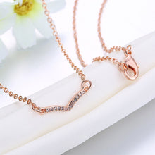 Swarovski Crystal 18K Rose Plated V Pave Necklace