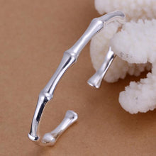 Bamboo Bangle in 18K White Gold Plated