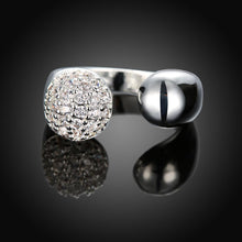 Pave in Swarovski Crystals Adjustable Ring in White Gold