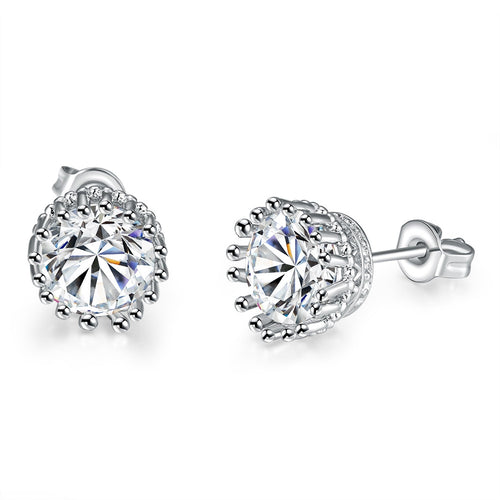 18K White Gold Plated Classic Studs