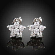 18K White Gold Plated Flower Studded Earrings