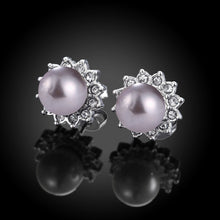 White Gold Plated Purple Pearl Studs
