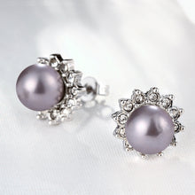 White Gold Plated Purple Pearl Studs
