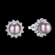 White Gold Plated Purple Pearl Studs