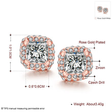 White Topaz Diamond Simulated Studs 18K Rose Gold