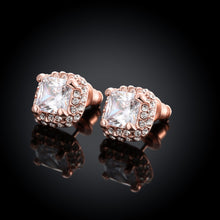 White Topaz Diamond Simulated Studs 18K Rose Gold
