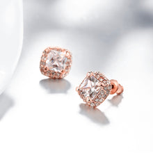 White Topaz Diamond Simulated Studs 18K Rose Gold