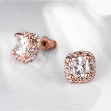 White Topaz Diamond Simulated Studs 18K Rose Gold