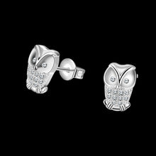 18K White Gold Plated Owl Studded Earrings