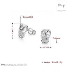 18K White Gold Plated Owl Studded Earrings
