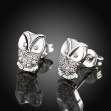 18K White Gold Plated Owl Studded Earrings