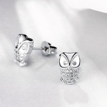 18K White Gold Plated Owl Studded Earrings