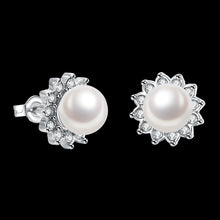 18K White Gold Plated Pearl Star Studded Earrings