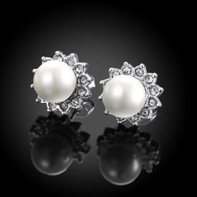 18K White Gold Plated Pearl Star Studded Earrings