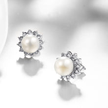 18K White Gold Plated Pearl Star Studded Earrings