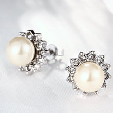 18K White Gold Plated Pearl Star Studded Earrings