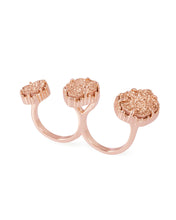 Rose Gold Plated Plated with Orange Druzy Stone Knuckle Ring
