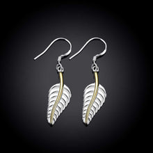 18K White Gold Plated Modern Leaf Branch Drop Earring